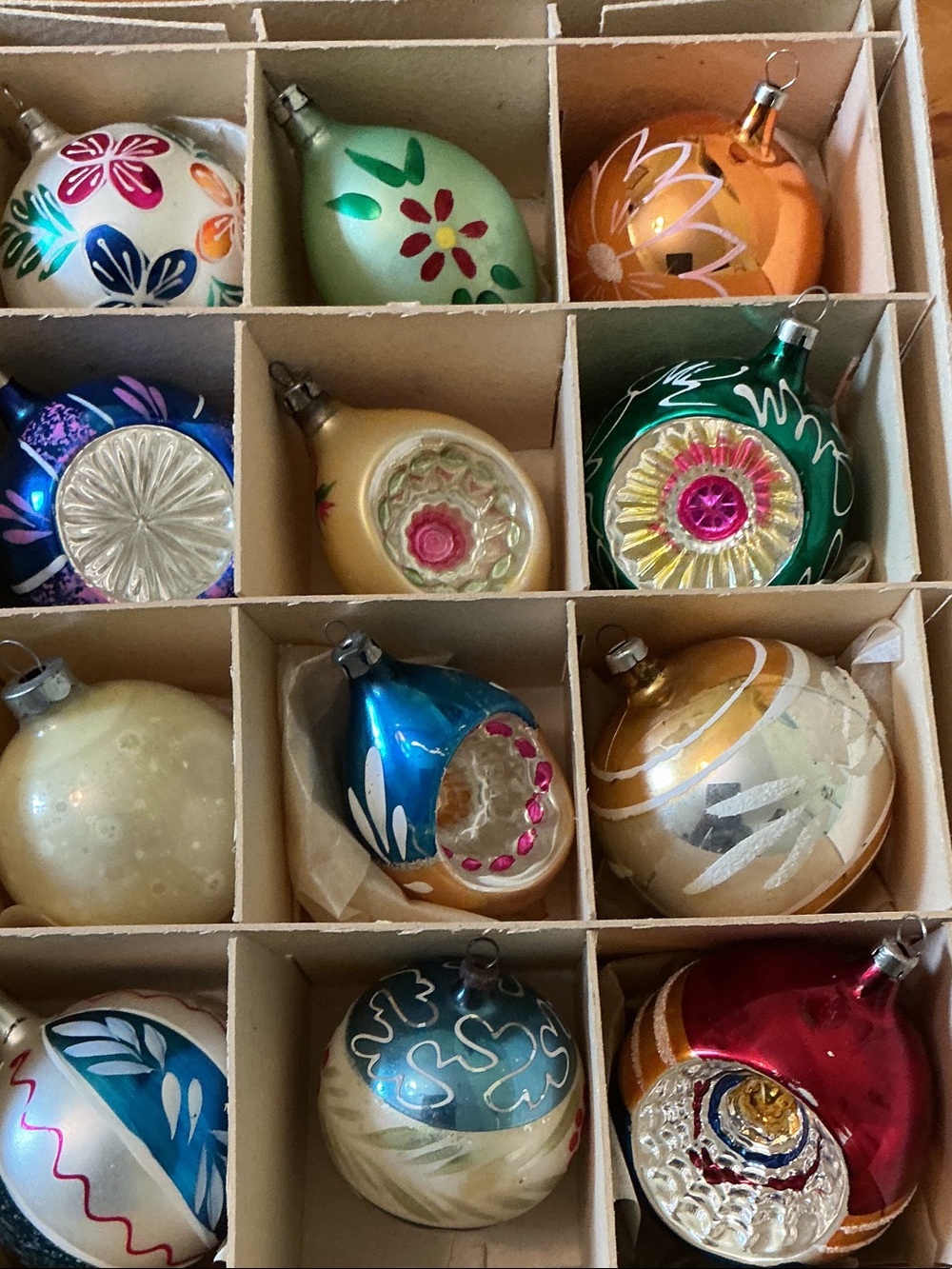 Mid-Century Vintage Mercury Glass Christmas Ornaments 12 Czechoslovakia